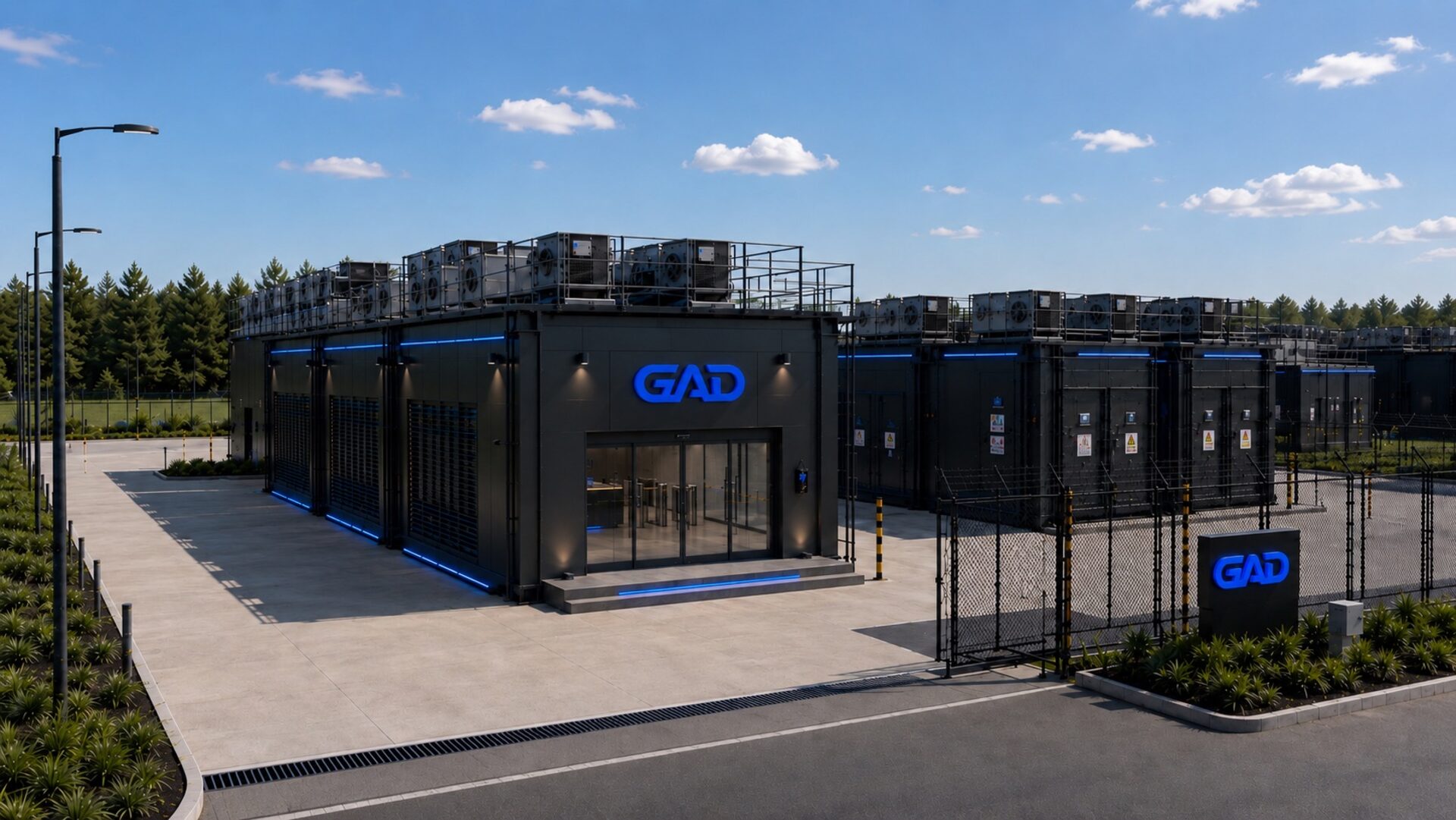 GAD Rechenzentrum. Außenansicht der Anlage mit Cooling-Modulen