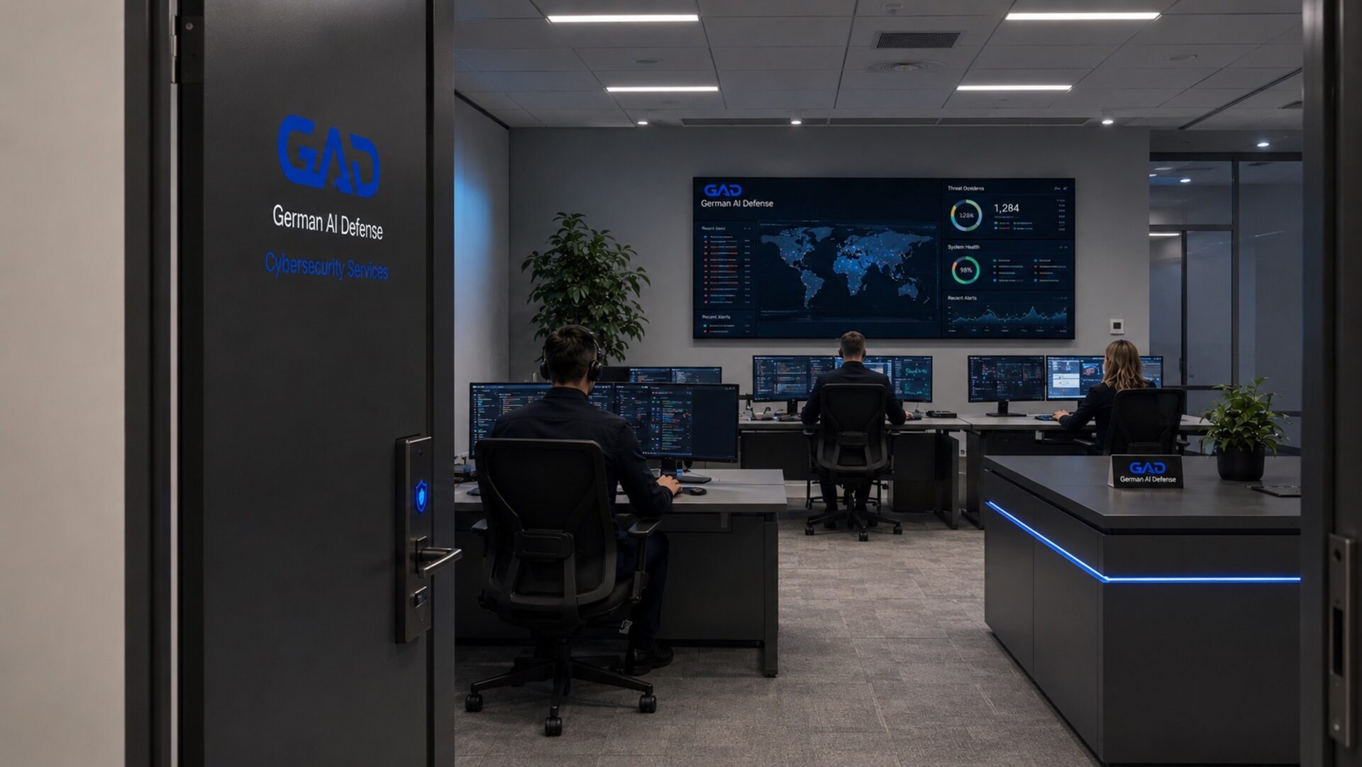 GAD Rechenzentrum. Security Operations Center mit Live-Dashboard